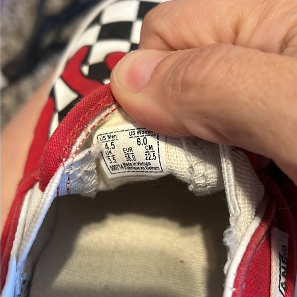 Vans Slip on Black checkered red